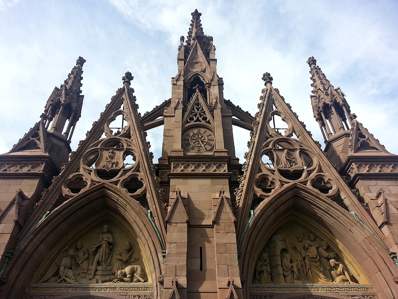 The Gothic arch gate at the Main Entrance of Green-Wood Cemetery in Brooklyn