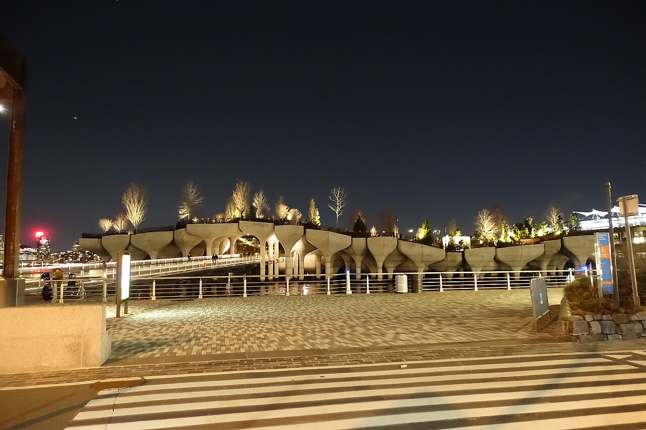 The rolling green hills of Little Island on Pier 55