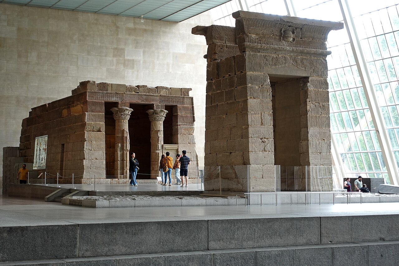 The Temple of Dendur inside its glass room at the Metropolitan Museum of Art