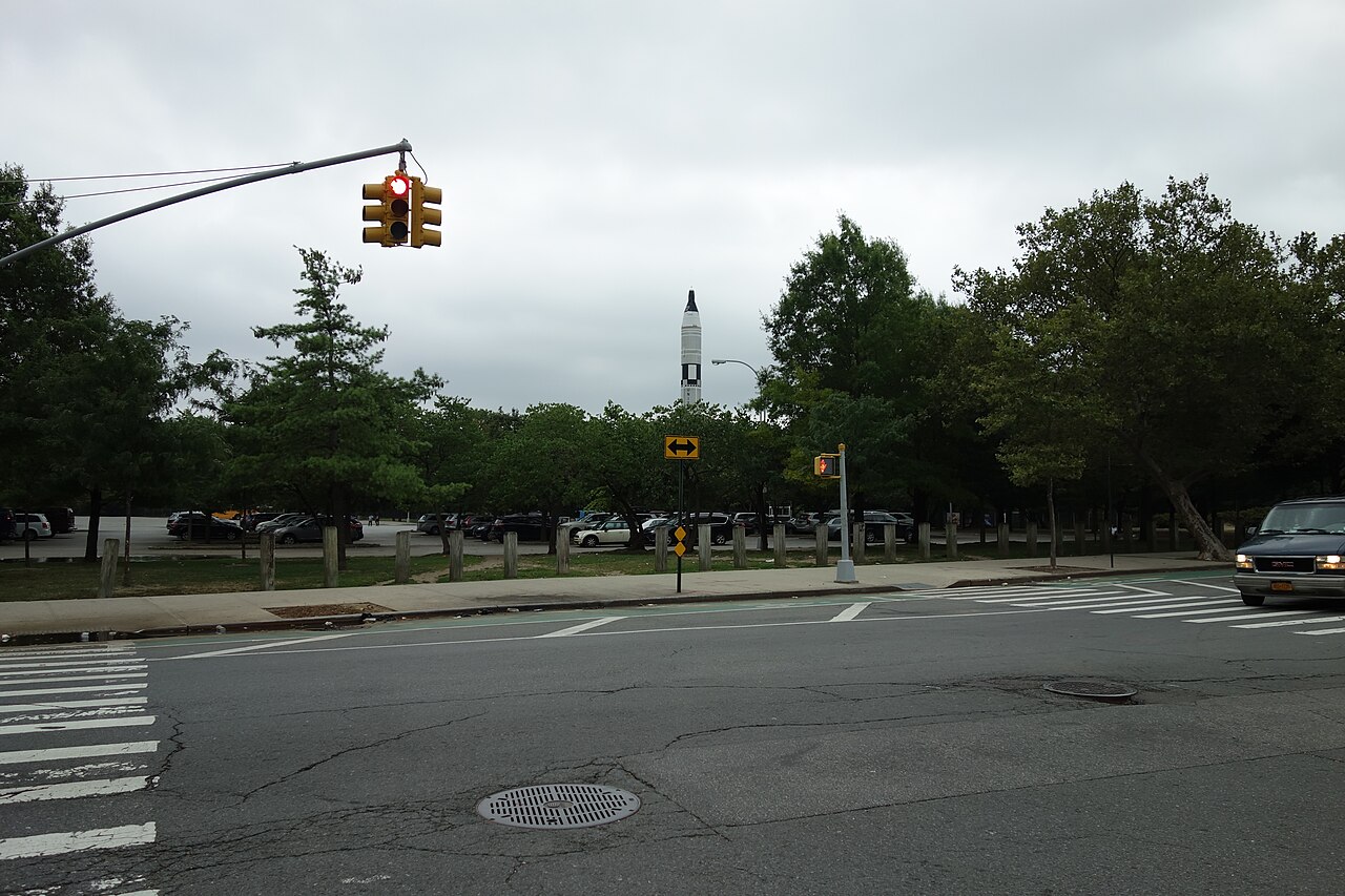 The New York Hall of Science building and Rocket Park in Flushing Meadows Corona Park